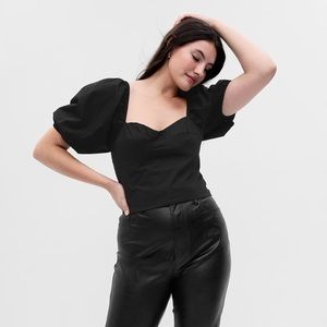 Gap Puff Sleeve Peasant Corset Crop Top